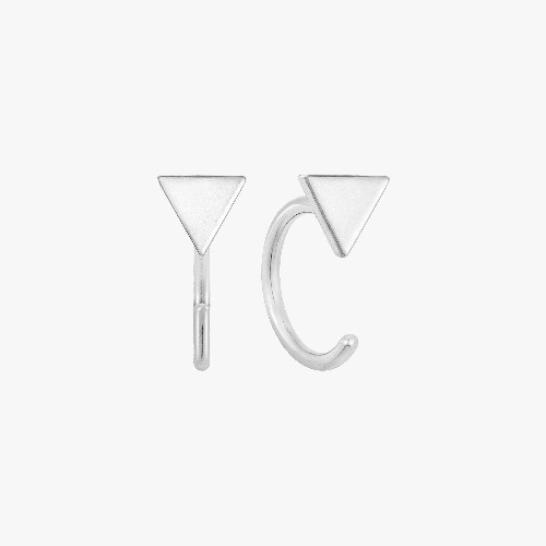 Mia Triangle Huggie Earrings | Silver