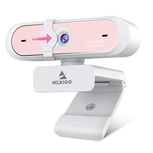 NexiGo N660P 1080P 60FPS Webcam with Software Control, Dual Microphone & Cover, Autofocus, HD USB Computer Web Camera, for OBS/Zoom/Skype/FaceTime/Teams/Twitch, Pink - Pink - 1080P 60FPS Webcam