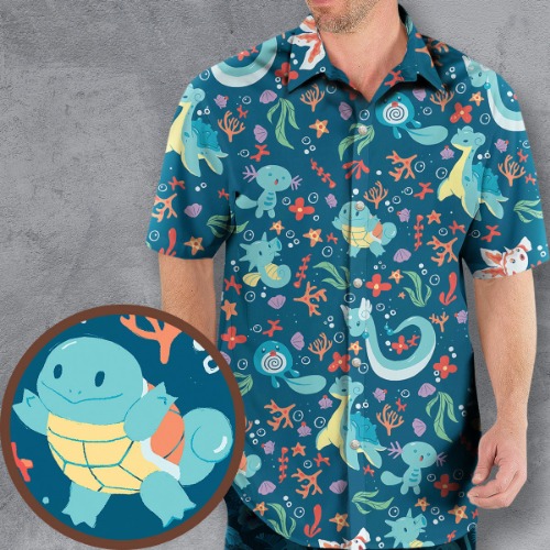 Water Pokemon Pattern Hawaiian Shirt