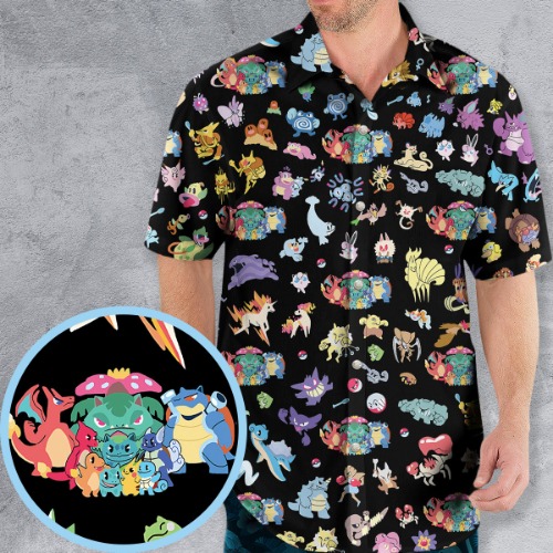 Pokemon Pattern Hawaiian Shirt