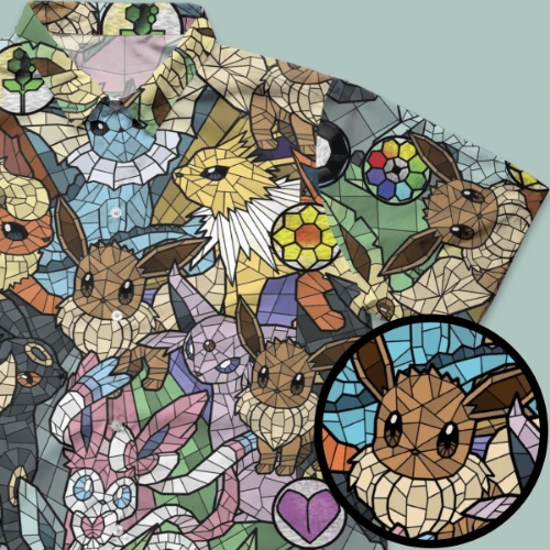 Pokemon Stained Glass Button Down Shirt