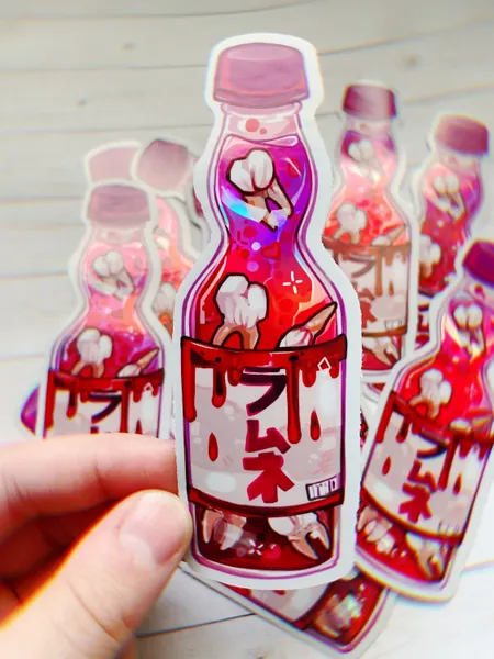 Holographic Teeth Ramune Drink Sticker