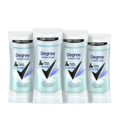 Degree Antiperspirant for Women Protects from Deodorant Stains Pure Clean Deodorant for Women 2.6 oz, Pack of 4 - Pure Clean - 2.6 Ounce (Pack of 4)