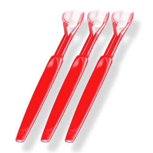Three-Sided Toothbrush | Trio / Red,Red,Red