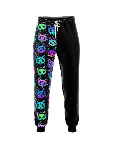 Trippy Kitty Pattern Joggers | XXL / Multi