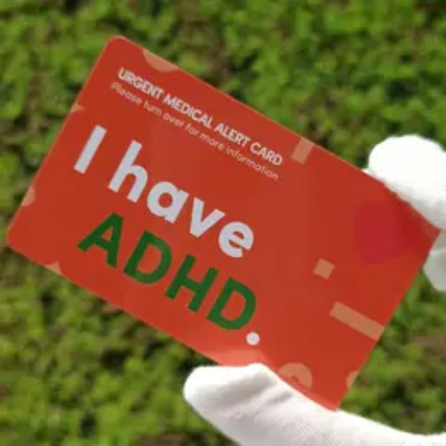 Card With Slogan Graphic Message, 1 Count Urgent Medical Alert Card, I Have ADHD Notice Card, Mental Disorder Notice Card