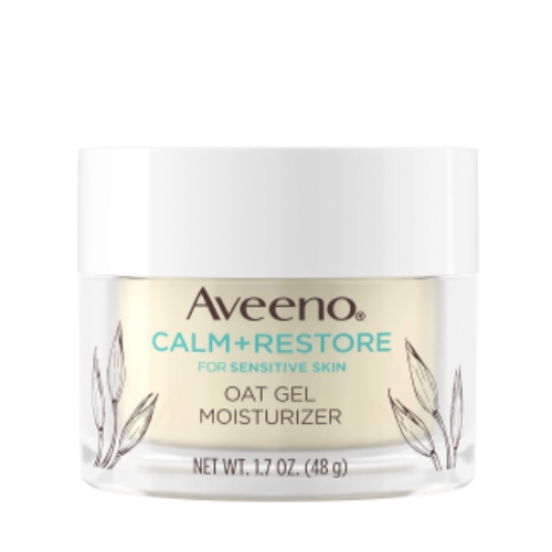 Aveeno Calm + Restore Oat Gel Facial Moisturizer for Sensitive Skin, Lightweight Gel Cream Face Moisturizer with Prebiotic Oat and Feverfew, Hypoallergenic, Fragrance- and Paraben-Free, 1.7 oz - 