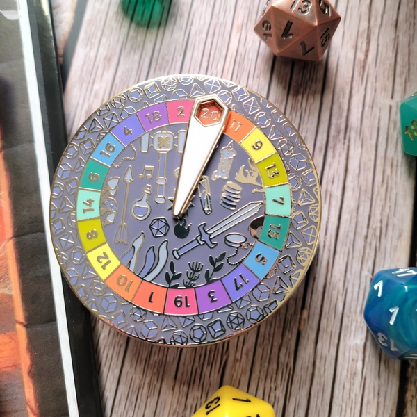 d20 Spinner Enamel Pin, Dungeons and Dragons Pin, DnD Pin, Tabletop RPG pin, Dungeon Master Gift, D&D dice pin
