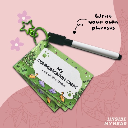 Dino Communication Cards | Star Keychain with Dry Erase Marker