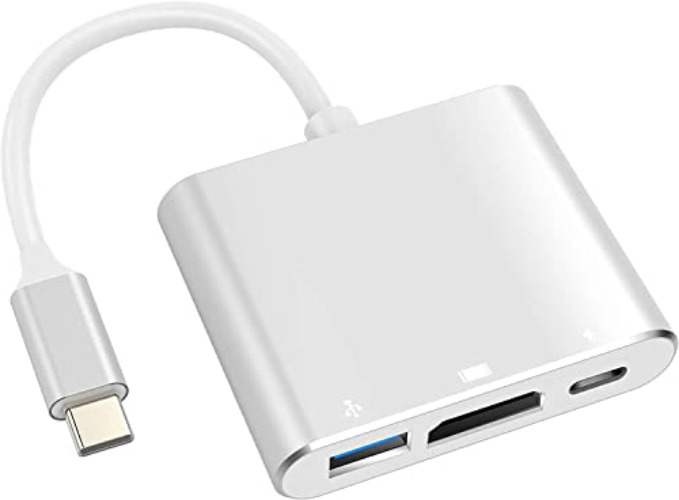 Battony USB C to HDMI Adapter USB Type C Adapter Multiport AV Converter with 4K HDMI Output USB C Port & USD3.0 Fasting Charging Port Compatible for MacBook Pro MacBook Air 2019/2018 iPad Pro 2019 - Silver