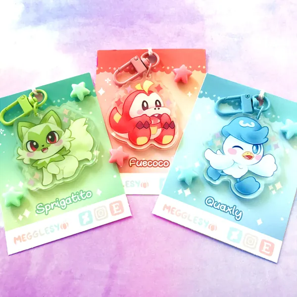 Paldea Starters || 2" Double Sided Acrylic Charms || PKMN