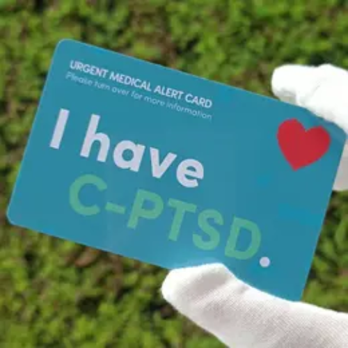 Card With Slogan Graphic Message, 1 Count Urgent Medical Alert Card, I Have C-PTSD Notice Card, Mental Disorder Notice Card