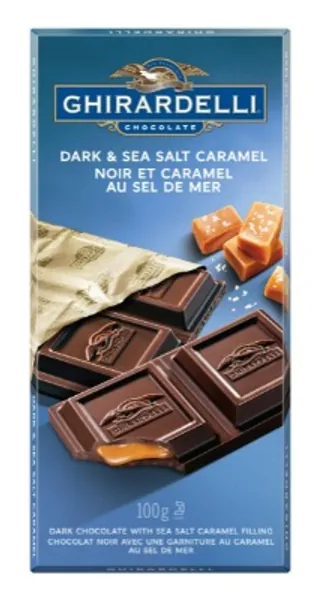 Ghirardelli Sea Salt and Caramel Dark Chocolate Caramel Bar, 100 Grams