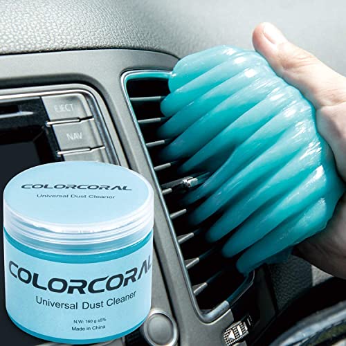 COLORCORAL Cleaning Gel for Car Universal Gel Cleaner Auto Detailing Car Vent Keyboard Cleaning Putty Car Interior Cleaner Dashboard Dust Remover Putty Auto Duster Wipes Swaps Cleaning Kit 160G - Blue
