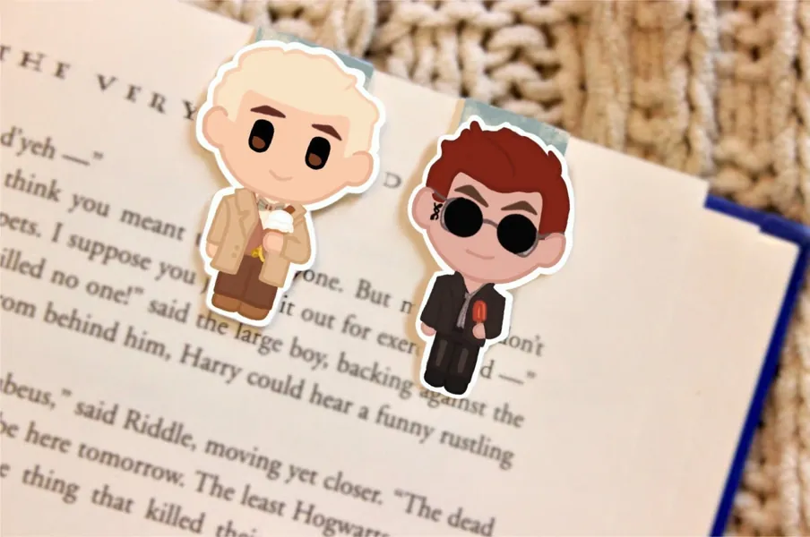 Aziraphale and Crowley- Magnetic Bookmarks