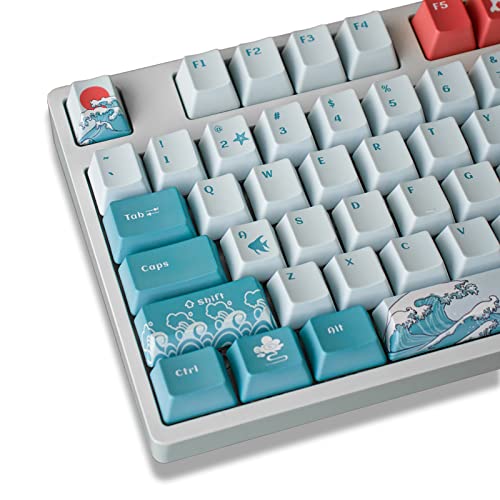Gliging Coral Sea Keycaps 108 PBT Heat Sublimation OEM Profile Keycap for Cherry Mx Gateron Kailh Switch Mechanical Keyboard - OEM Profile