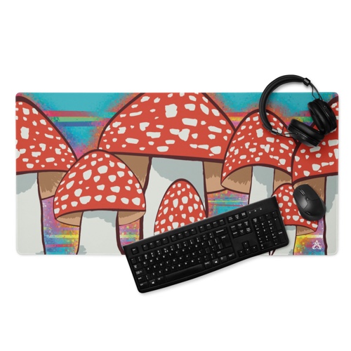 Mushroom Glitch Desk Mat - 36″×18″