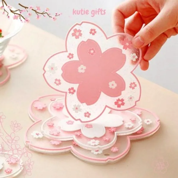 Cherry Blossom Flower Cup Coaster Non Slip Waterproof | Etsy