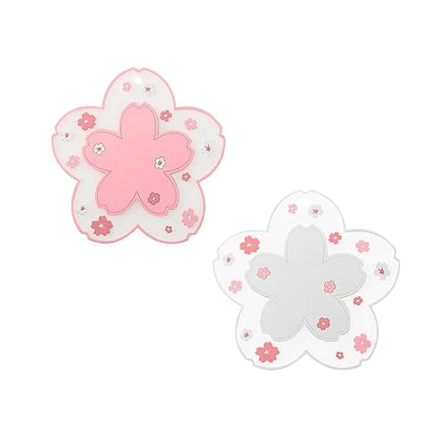 Sakura Coffee Cup Mat Kawaii Coaster 2PCS Cute Cherry Blossom PVC Home Tea Mug Pink Flower Pattern Anti-Skid Pot Bowl Pad Placemat for Desk Drink Table Decor Kawaii Accessories (Small) - Small (Pack of 1)