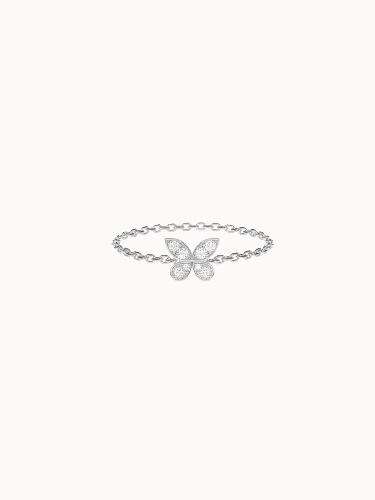 Butterfly Diamond Chain Ring - White Gold - N 1/2 (US 7.25)