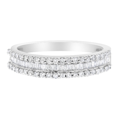 14KT White Gold 1/2 Cttw Diamond Modern Band Ring (H-I Color, SI2-I1 Clarity) - 7