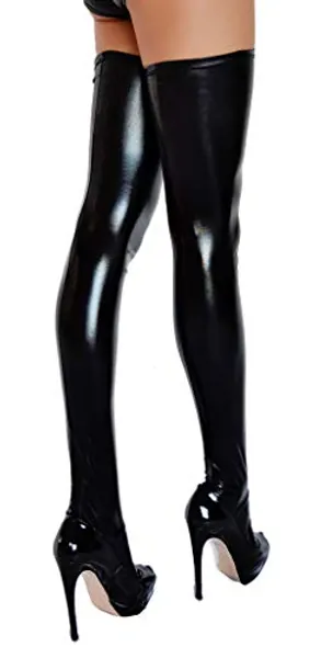 etrado fashion Halterlose Overknee Strümpfe in Wetlook Optik Kniestrümpfe