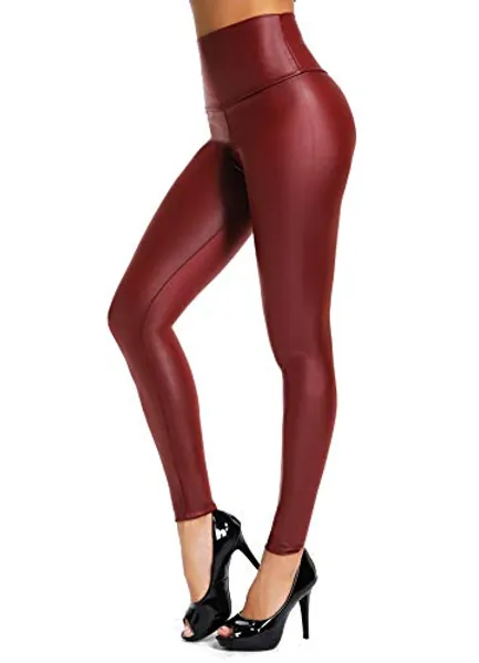 INSTINNCT Damen Kunstleder High Waist Leggings Skinny PU Leder Hose Leder-Optik Strumpfhosen Treggings