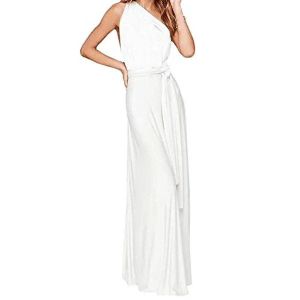 FYMNSI Damen Multiway Lange Abendkleid Hochzeit Brautjungfernkleid Bodenlang Partykleid Cocktailkleid Cabrio Wickelkleid V-Ausschnitt Festlich Kleid Rückenfrei Neckholder Maxikleid Sommer Strandkleid