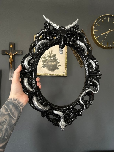 Handmade Ornate Oval Plaster Snake Serpent Frame