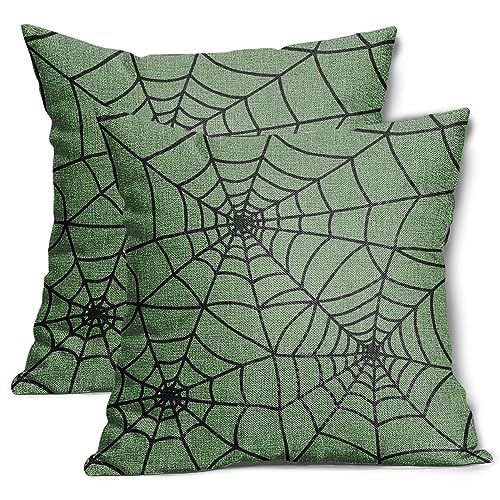 Green Web Pillow Covers (Set of 2)