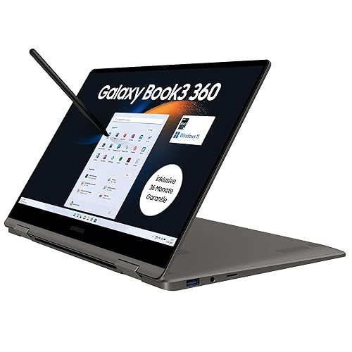 Samsung Galaxy Book3 360 2-in-1 Laptop und Tablet, schwenkbares 13"-Touch-Display, TOUCHSCREEN, AMOLED Intel Core i5-1340P, 8 GB RAM, Windows 11, QWERTZ-Tastatur, Graphite, 3 Jahre Herstellergarantie - 13 Zoll - Intel Core i5 Evo - 8 GB RAM / 256 GB SSD