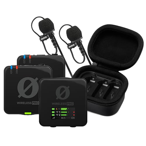 RØDE Wireless PRO Kompakt-Funkstrecken-Set mit Timecode, 32-Bit Float On-Board-Aufnahme, 2 Lavalier-Mikrofonen und Ladecase für Videoaufnahmen und Content Creation - WIPRO - Single