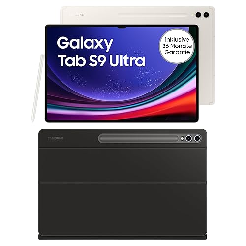 Samsung Galaxy Tab S9 Ultra AI-Android-Tablet, Wi-Fi, 512 GB / 12 GB RAM, MicroSD-Kartenslot, Inkl. S Pen, Simlockfrei ohne Vertrag, Beige+Keyboard Cover, Black - mit Keyboard Cover - 512GB - Beige