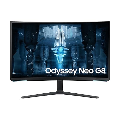 Samsung Odyssey Neo G8 Gaming Monitor S32BG850NU, 32 Zoll, VA-Panel, 4K UHD-Auflösung, AMD FreeSync Premium Pro, 1 ms Reaktionszeit, Bildwiederholrate 240 Hz, Front Schwarz, Rückseite Weiß - 240 Hz