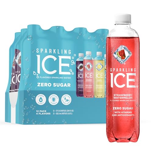 Sparkling Ice Blue Variety Pack, Zero Sugar Sparkling Water, with Vitamins and Antioxidants, 17 fl oz, 12 count (Classic Lemonade, Strawberry Watermelon, Grape Raspberry, Lemon Lime) - Blue Variety Pack