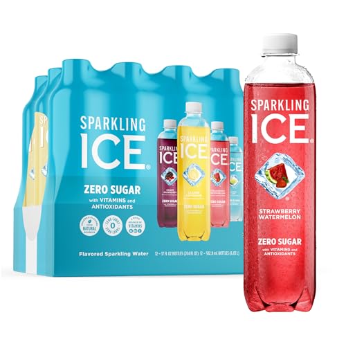 Sparkling Ice Blue Variety Pack, Zero Sugar Sparkling Water, with Vitamins and Antioxidants, 17 fl oz, 12 count (Classic Lemonade, Strawberry Watermelon, Grape Raspberry, Lemon Lime) - Blue Variety Pack