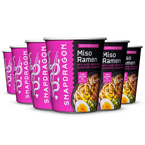 Snapdragon Sapporo-Style Cups | Rich Miso Broth With Ramen Noodles | Authentic Flavors | Satisfy Your Craving | 2.2 oz (6 Pack) - Miso