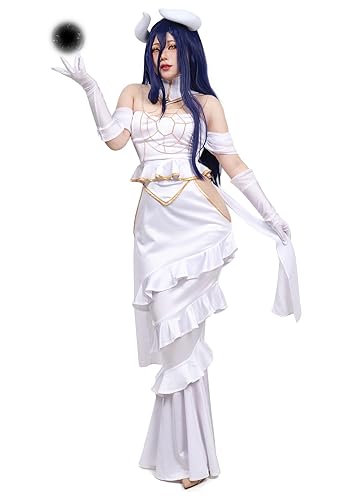 C-ZOFEK Albedo Cosplay-Kleid, schulterfrei, komplettes Set, Göttin, Abschlussball, weißes Fischschwanzkleid - M