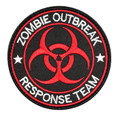 U-LIAN Zombie Outbreak Response Team Biohazard Morale Tactical Patch Embroidered Applique with Hook and Loop Fastener Backing Patch (Black+Red) - A-Black+Red