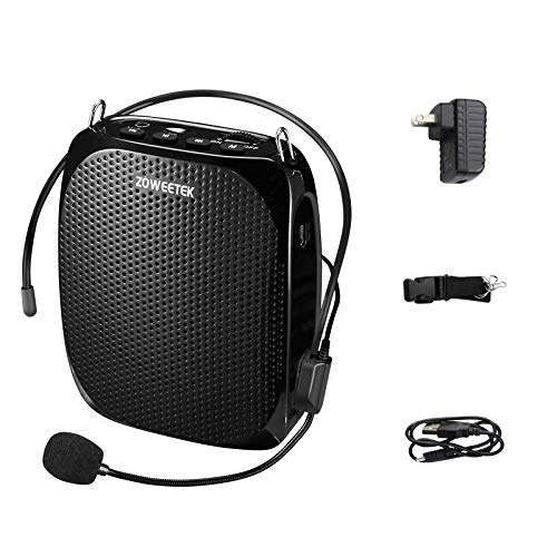 ZOWEETEK ZW-Z258 Portable Rechargeable Mini Voice Amplifier with Wired Microphone Headset and Waistband, Supports MP3 Format Audio for Teachers, Singing, Coaches, Training, Presentation, Tour Guide - AUS-ZW-Z258