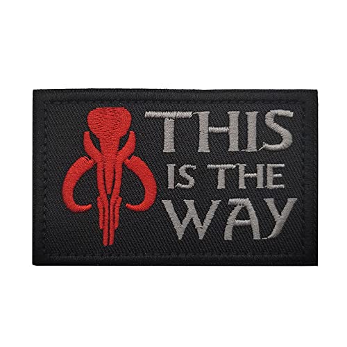This is The Way Mandalorian Full Helmet Inspired Military Patch Fastener Hook and Loop Backing Appliques Tactical Badges Embroidered Fabric Patches - Color 4