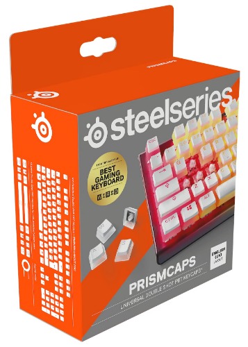 SteelSeries PrismCaps - Touches double shot style pudding - Thermoplastique PBT durable - Compatible avec la plupart des claviers mécaniques - Supports MX - Blanc (Disposition britannique)