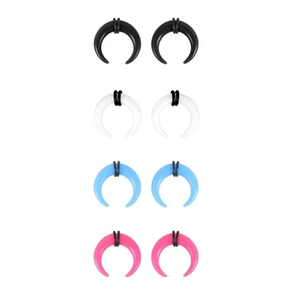 ZS 4 Pairs Acrylic Septum Taper Pincher Ring, 14G 12G 10G 8G 6G 4G 2G 0G 00G Buffalo Horseshoe Nose Ring Stretcher Expander for Stretching Pierced Nose Ear