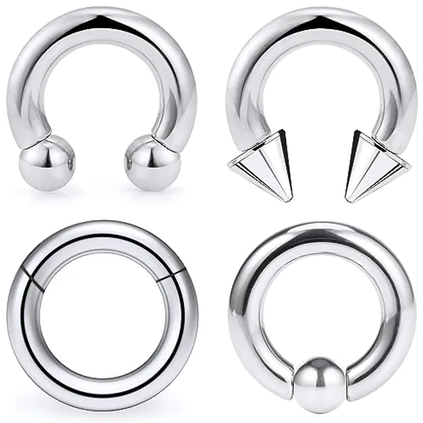 Uqnwbdq 12G 10G 8G 6G 4G 2G Large Septum Ring Ear Gauges Earrings Hoops Hypoallergenic 316L Surgical Steel Septum Nose Rings PA Ring Piercing Jewelry for Women Men Inner Diameter 12mm 14mm 16mm