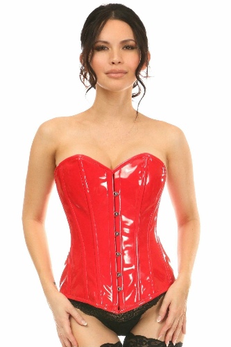 Lavish Red Patent Overbust Corset - Small / As Shown