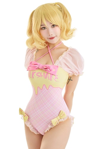 Ribbon Ruffle Onesie with a Milkshake Design - S