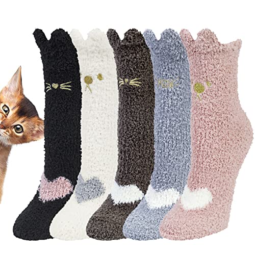 Justay Sowarm Kuschelsocken Damen Weihnachtsgeschenke für Frauen Geschenke,Dicke Flauschige Socken Wintersocken Thermosocken Warme socken damen 39-42 - Einheitsgröße - Mehrfarbig-06