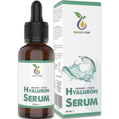 Hyaluron Serum Hochdosiert 50ml, vegan - Hyaluronsäure Gel mit Aloe Vera gegen Falten im Gesicht, Hals, Dekollete - Naturkosmetik