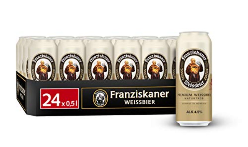 Franziskaner Hefe-Weizen Weissbier Dosenbier, EINWEG, Weissbier / Weizen Bier aus München (24 x 0.5 l Dose) - Single