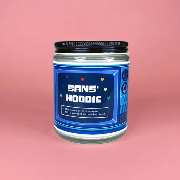 Sans Hoodie︱Undertale-Inspired Cozy Fleece & White Musk Scented Candle / Wax Melts︱Video Game Candle︱Fandom Candle︱Retro Flame Co